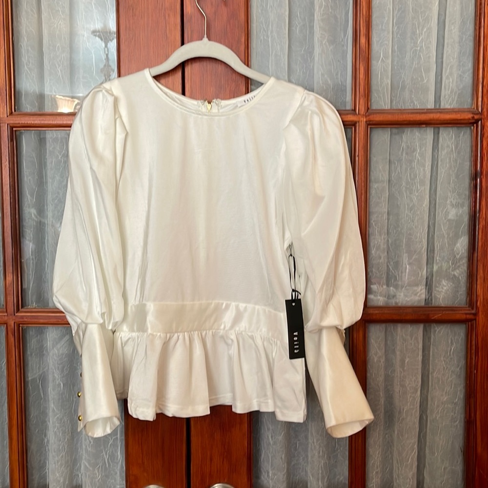 White Peplum Top